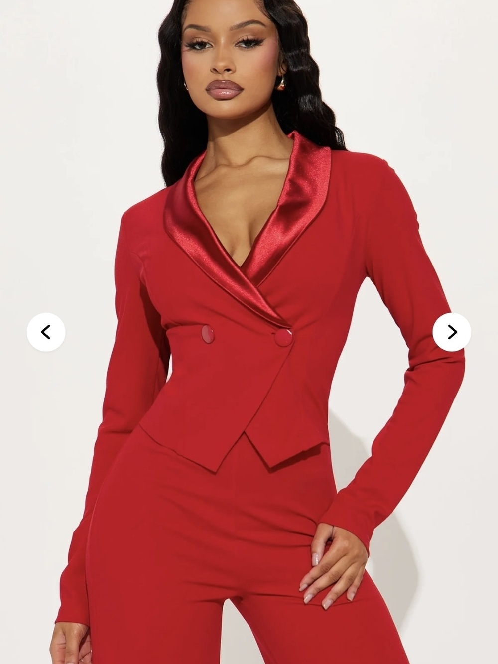 Fashion Nova Best Wishes Red Women’s Jumpsuit with Draped Collar - Picture 4 of 5